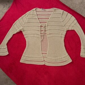 Chic Cream Open-Front Crochet Cardigan